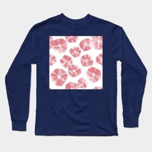 Shibori Kumo tie dye watermelon pink dots over white Long Sleeve T-Shirt